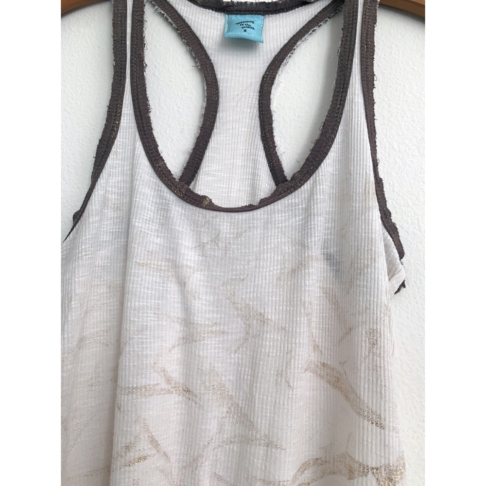 H.I.P. Distressed White with Colden Touches Super Soft Tank Top Size S